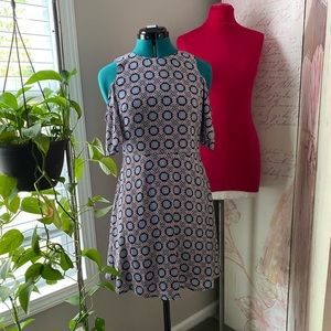 Banana Republic cold shoulder sleeveless geometric print dress 2P